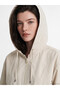 Lcw Comfort Beige Hooded Oversize Women's Raincoat - 3