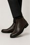 Men's Non-Slip Rubber Sole Pointed Toe Fancy Zippered Genuine Leather Boots Brown - 2