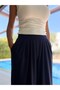 Navy Blue Cotton Modal Palazzo Trousers - 2