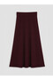 Lcw Modest Burgundy Elastic Waist Hair Braid Patterned Knitwear Skirt - 5