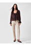 Two Mt Shop Quality Lcw Everyday Brown Jacquard Patterned V-Neck Long Sleeve Women's Blouse - 2