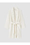 Alita City Lcw Home Ecru Dobby Patterned Women's Bathrobe with a Difference - 3