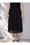 Lcwaikiki Curve Black Plus Size Linen Blend Flared Skirt - 2