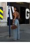 Women's Blue High Waist Wide Leg Straight Cut Jean Trousers - 4