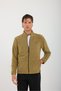 Beige Men's Stand Collar Zippered Fleece Top - 2