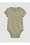 Beige Crew Neck Printed Baby Boy 3-Piece Bodysuit - 2