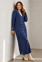 Patterned Long Mercerized Cardigan N3295 Indigo - 2