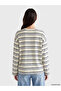 Two Mt Shop Quality Xside Yellow Combed Cotton Striped Oversize Long Sleeve Women's T-Shirt - 5