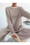 Women's Knitwear Set with Contrast Stitching Detail, Sweater and Pants - 3