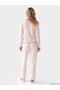 Two Mt Shop Quality Lcw Dream Pink Combed Cotton Plain Long Sleeve Women's Pajama Set - 4