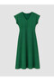 Lcw Vision Green V-Neck Flared Dress - 5