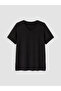 Two Mt Shop Quality Lcw Curve Black Combed Cotton Plain Standard & Regular Short Sleeve Women's T-Shirt - 3