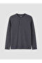 Gray Henley Collar Long Sleeve Men's Pajama Top - 5