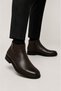 Men's Non-Slip Rubber Sole Pointed Toe Fancy Zippered Genuine Leather Boots Brown - 3