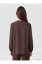 Alita City Lcw Grace Brown Linen Blend Striped Cowl Neck Long Sleeve Women's Blouse - 4