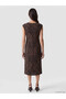 Gencc Quality Lcw Everyday Brown Diver Fabric Leopard Tight & Slim Oval Neck Midi Dress - 4