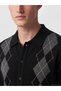 Black Standard Fit Polo Neck Men's Knitwear Cardigan - 3
