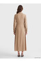 Two Mt Shop Quality Lcw Modest Beige Plain Standard & Regular Shirt Collar Long Dress - 4
