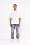Men's Relaxed Baggy Jean Trousers with Stitching Detail Blue - 5