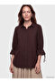 Lcw Grace Brown Sleeve-Tie Poplin Women's Shirt