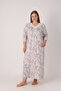 Women's Plus Size Patterned V-Neck Lace Embroidered Relaxed Cut Viscose Nightgown 13801 - 3