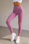 Women's Dusty Rose High Waist Soft Textured Gathering Premium Long Leggings - 3