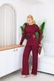 Women's Plum Buckle Drawstring Blouse and Pants 2-Piece Set - 5