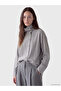 Lcw Modest Gray Asymmetrical High Collar Striped Women's Shirt - 3