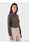 Lcw Grace Brown Shirt Collar Patterned Blouse