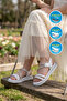 White Lightweight Velcro Stone Strap Orthopedic Sole Girls' Sandals - 2