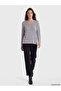 Texx Store Quality Lcw Grace Gray V-Neck Shiny Textured Women's Knitwear Sweater - 2