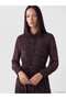 Two Mt Shop Quality Lcw Studio Purple Chiffon Patterned Standard & Regular Shirt Collar Long Dress - 3