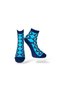 Single Unisex Geometric Patterned Blue Colored Booties Socks