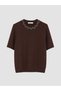 Alita City Farkıyla Lcw Everyday Burgundy Stone Embroidered Short Sleeve Women's Knitwear Sweater - 5
