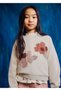 Girl's Floral Patterned Intarsia Sweater 7333