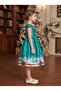 D'Daniela - Christmas Party Dress long with Short Sleeves - Red & Green - 4Y to 13Y - 4