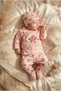 My Baby 883 Salmon Flower Embroidered 3-Piece Newborn Bodysuit Set - 2