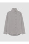Lcw Modest Gray Asymmetrical High Collar Striped Women's Shirt - 6