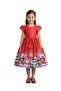 D'Daniela - Christmas Party Dress long with Short Sleeves - Red & Green - 4Y to 13Y