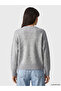 Xside Gray Crew Neck Oversized Women's Knitwear Sweater - 5