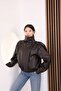 Zr High Collar Bomber Brown Leather Jacket