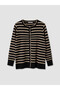 Lcw Grace Black Crew Neck Striped Women's Knitwear Cardigan - 5