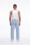 Men's Relaxed Baggy Jean Trousers with Stitching Detail Blue - 3