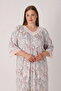 Women's Plus Size Patterned V-Neck Lace Embroidered Relaxed Cut Viscose Nightgown 13801 - 7