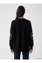 Lcw Everyday Black Crew Neck Floral Embroidered Women's Knitwear Sweater - 4