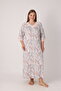 Women's Plus Size Patterned V-Neck Lace Embroidered Relaxed Cut Viscose Nightgown 13801 - 2