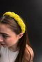 Bym551-1 Women's Lemon Yellow Knitted Model 4 cm Wide Fabric Hair Crown Daily Use - 4