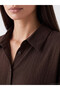 Lcw Everyday Brown Textured Oversize Women's Shirt - 3