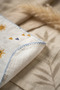 Letter Patterned Orange Edged Piping Embroidered Cotton Muslin Baby Blanket 90*90 cm - 4