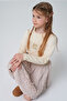 Beige Fur Skirt Sweatshirt Set - 3